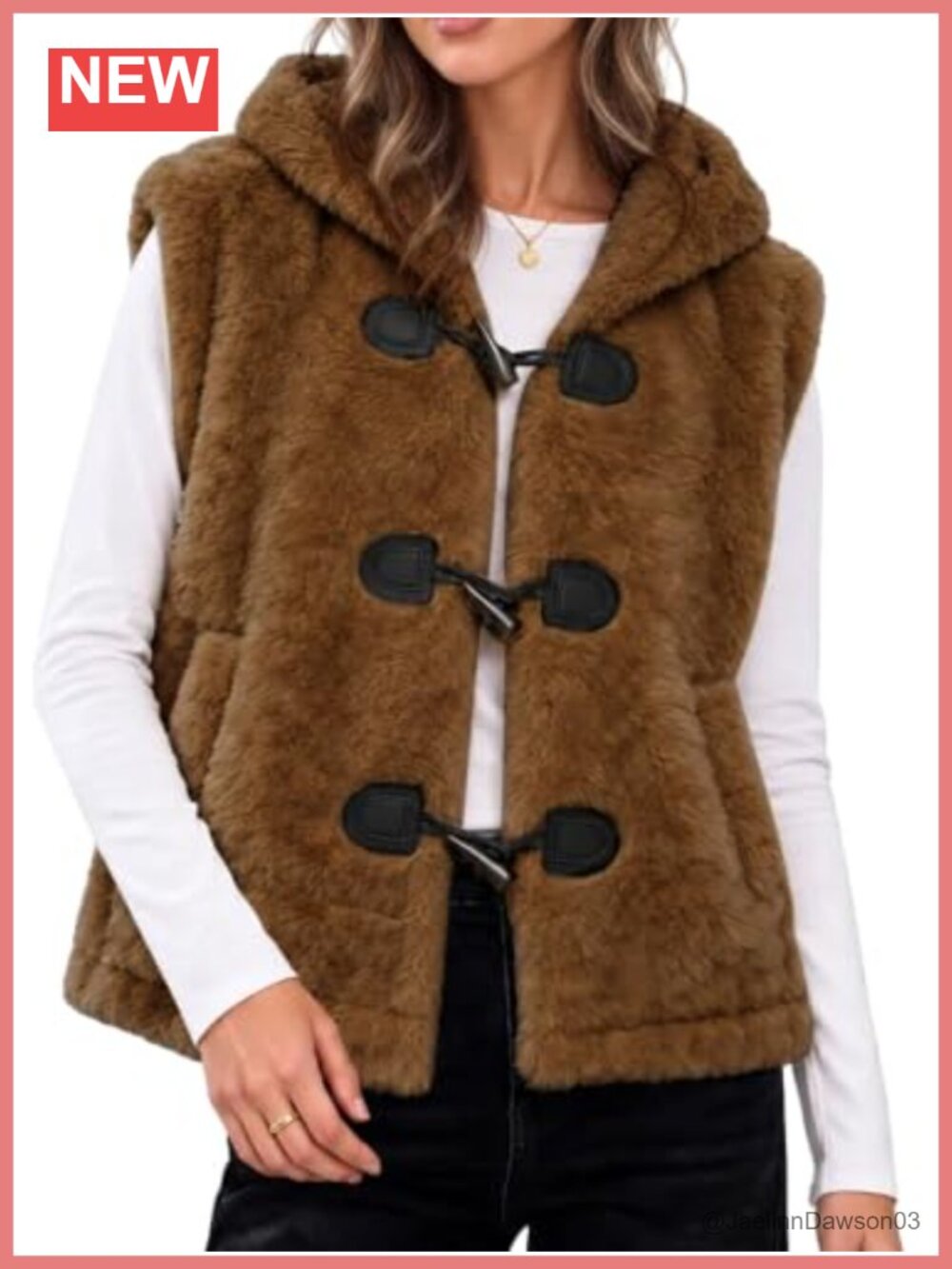 Hooded Sherpa Fleece Vest Sleeveless Cardigan with Pockets